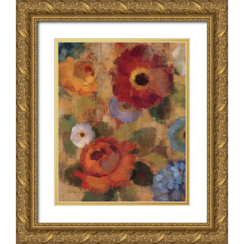 Jacquard Floral II Crop Gold Ornate Wood Framed Art Print with Double Matting by Vassileva, Silvia