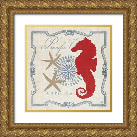 Pacific Seahorse Gold Ornate Wood Framed Art Print with Double Matting by Mousseau, Studio