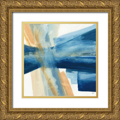 Indigo II Gold Ornate Wood Framed Art Print with Double Matting by Paschke, Chris