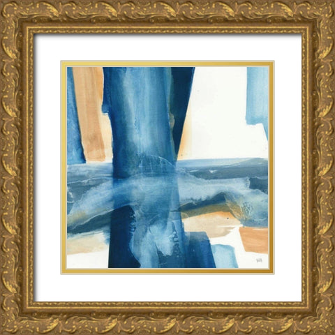 Indigo V Gold Ornate Wood Framed Art Print with Double Matting by Paschke, Chris