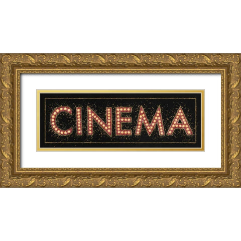 Cinema Marquee Gold Ornate Wood Framed Art Print with Double Matting by Wiens, James