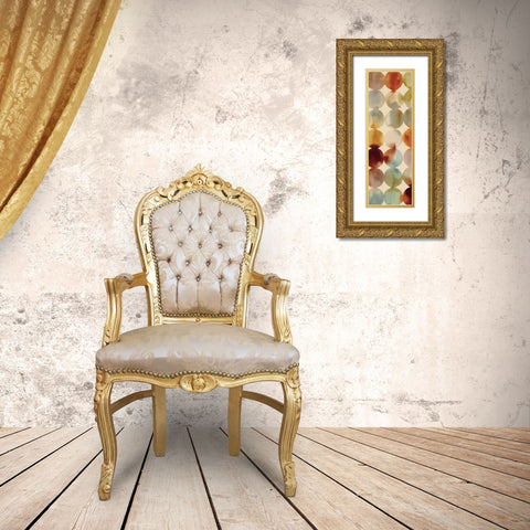 Raindots Panel I Gold Ornate Wood Framed Art Print with Double Matting by Wild Apple Portfolio