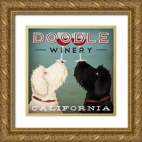 Doodle Wine Gold Ornate Wood Framed Art Print with Double Matting by Fowler, Ryan