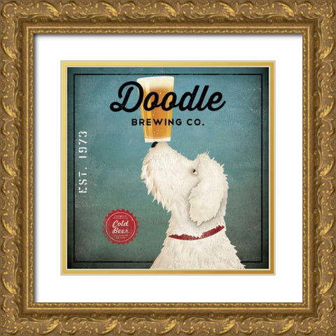 Doodle Beer Gold Ornate Wood Framed Art Print with Double Matting by Fowler, Ryan