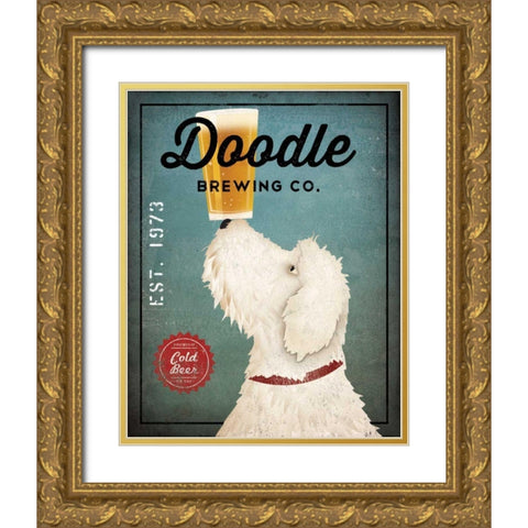 Doodle Beer Gold Ornate Wood Framed Art Print with Double Matting by Fowler, Ryan