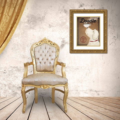 Doodle Coffee Gold Ornate Wood Framed Art Print with Double Matting by Fowler, Ryan