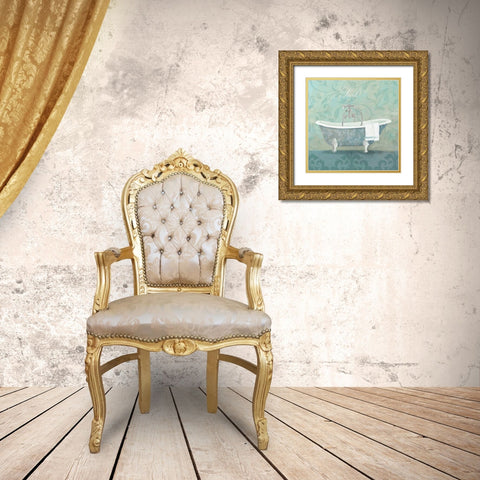 Damask Bath Tub Gold Ornate Wood Framed Art Print with Double Matting by Tillmon, Avery