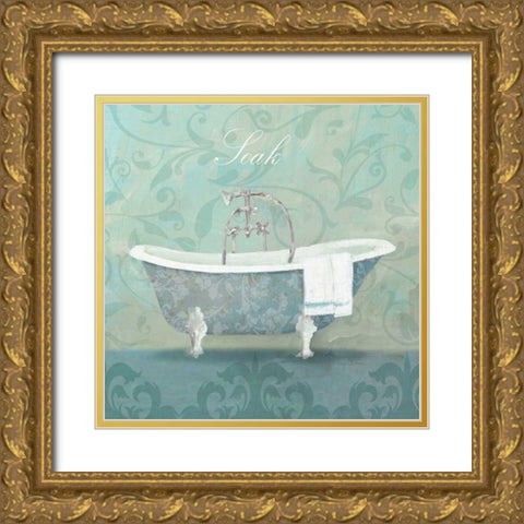 Damask Bath Tub Gold Ornate Wood Framed Art Print with Double Matting by Tillmon, Avery