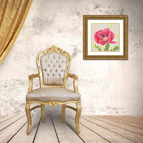 Sunshine Poppies II Gold Ornate Wood Framed Art Print with Double Matting by DeNeige, Elyse
