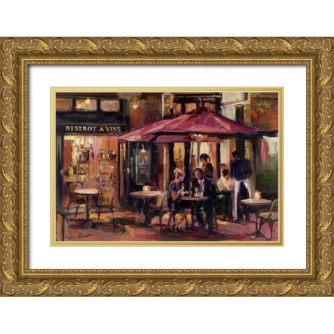 Bistrot A Vins Gold Ornate Wood Framed Art Print with Double Matting by Hageman, Marilyn