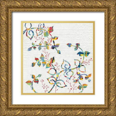 Rainbow Vines with Berries Gold Ornate Wood Framed Art Print with Double Matting by Ferguson, Kathy