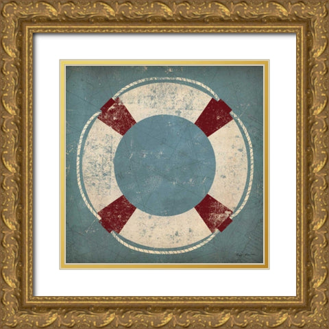 Nautical Buoy Blue Gold Ornate Wood Framed Art Print with Double Matting by Fowler, Ryan