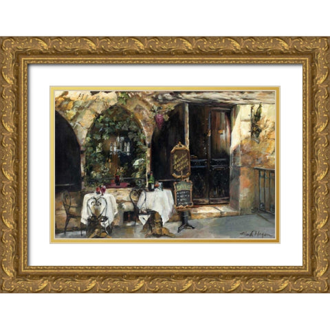 Meeting at the Cafe Gold Ornate Wood Framed Art Print with Double Matting by Hageman, Marilyn