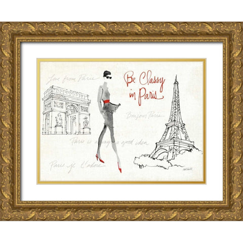 Red Flair VII Gold Ornate Wood Framed Art Print with Double Matting by Tavoletti, Anne