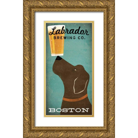 Labrador Brewing Co Boston Gold Ornate Wood Framed Art Print with Double Matting by Fowler, Ryan