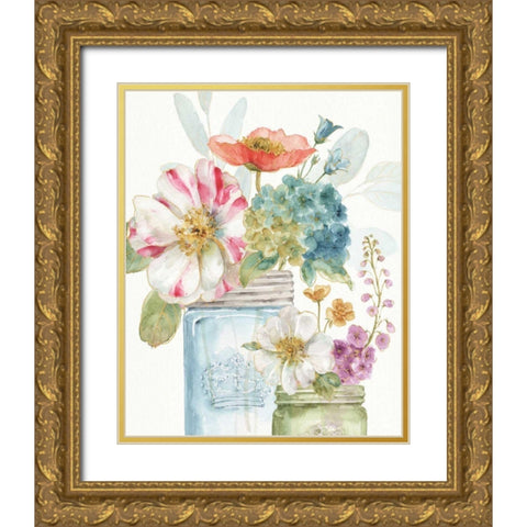 Rainbow Seeds Flowers IX Gold Ornate Wood Framed Art Print with Double Matting by Audit, Lisa