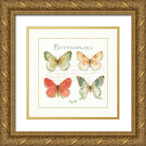 Rainbow Seeds Butterflies III Gold Ornate Wood Framed Art Print with Double Matting by Audit, Lisa