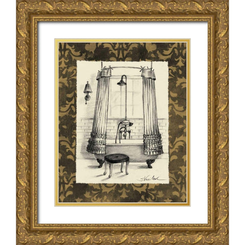 Elegant Bath I Gold Ornate Wood Framed Art Print with Double Matting by Vassileva, Silvia