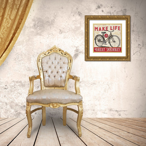 A Great Journey IV-1 Gold Ornate Wood Framed Art Print with Double Matting by Pela Studio