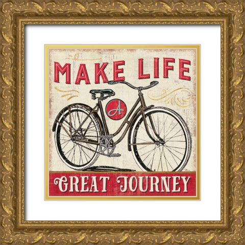 A Great Journey IV-1 Gold Ornate Wood Framed Art Print with Double Matting by Pela Studio