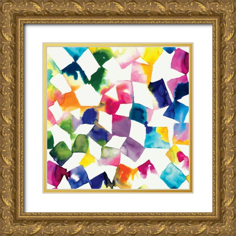 Colorful Cubes Gold Ornate Wood Framed Art Print with Double Matting by Wild Apple Portfolio