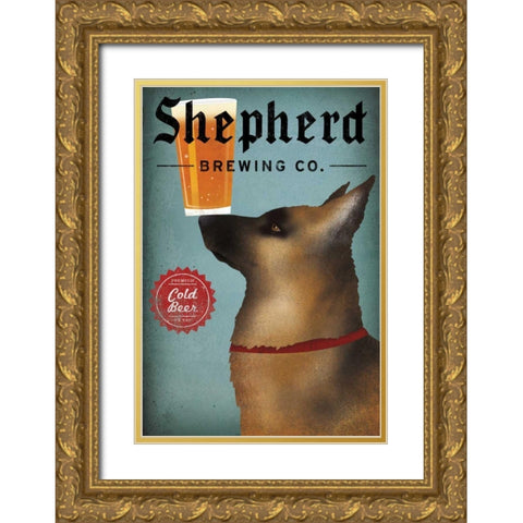 Shepherd Brewing Co Gold Ornate Wood Framed Art Print with Double Matting by Fowler, Ryan