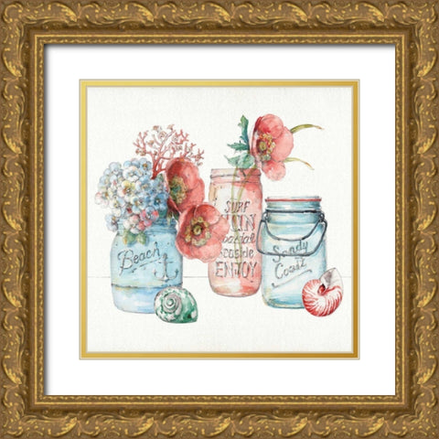 Sea Finds VII Gold Ornate Wood Framed Art Print with Double Matting by Audit, Lisa