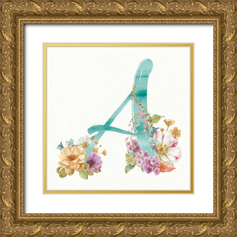 Rainbow Seeds Monogram A Gold Ornate Wood Framed Art Print with Double Matting by Audit, Lisa