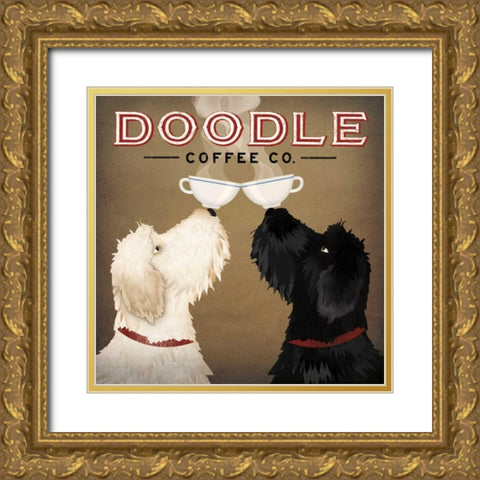 Doodle Coffee Double IV Gold Ornate Wood Framed Art Print with Double Matting by Fowler, Ryan