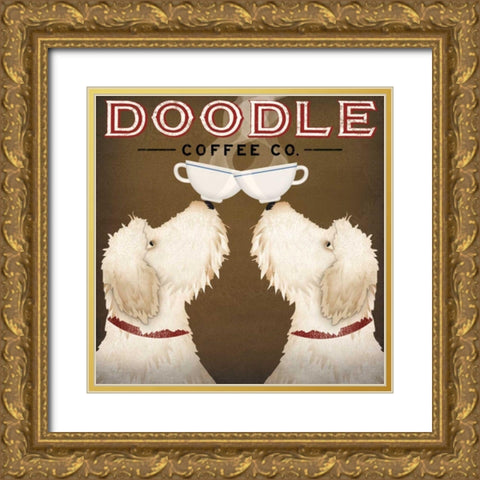 Doodle Coffee Double V Gold Ornate Wood Framed Art Print with Double Matting by Fowler, Ryan