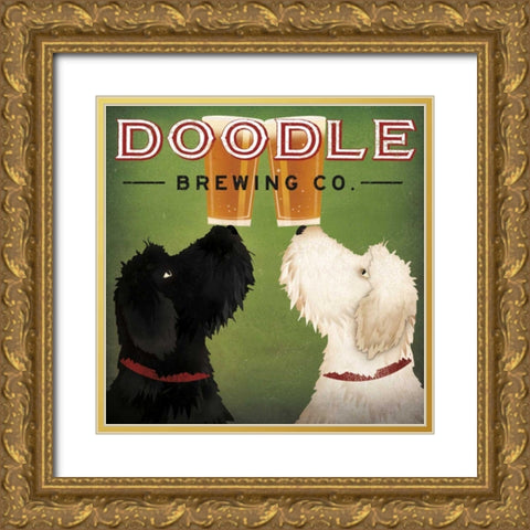 Doodle Beer Double III Gold Ornate Wood Framed Art Print with Double Matting by Fowler, Ryan