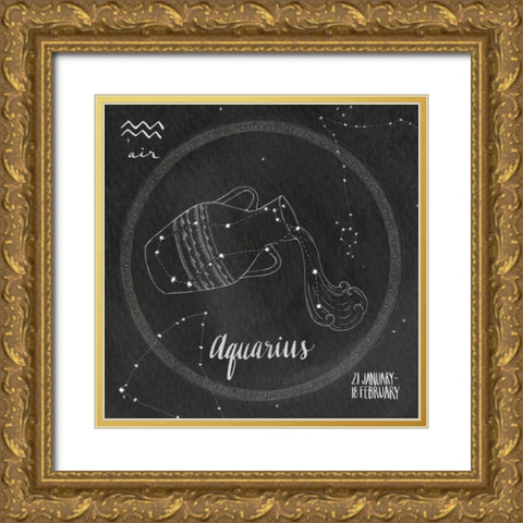 Night Sky Aquarius Gold Ornate Wood Framed Art Print with Double Matting by Miller, Sara Zieve