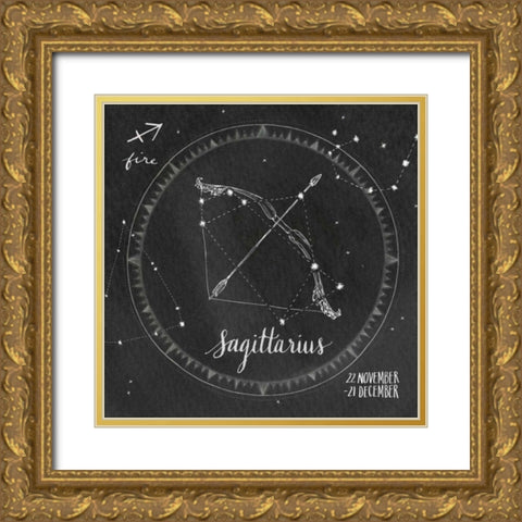 Night Sky Sagittarius Gold Ornate Wood Framed Art Print with Double Matting by Miller, Sara Zieve