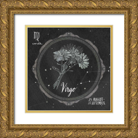 Night Sky Virgo Gold Ornate Wood Framed Art Print with Double Matting by Miller, Sara Zieve
