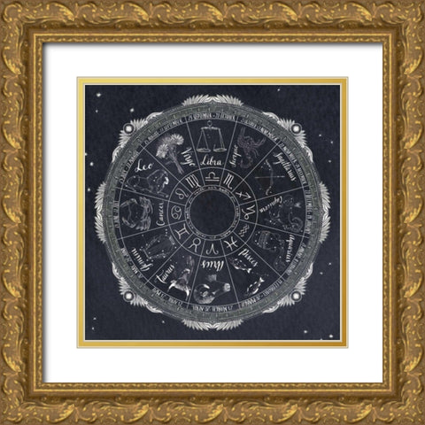 Night Sky Zodiac Gold Ornate Wood Framed Art Print with Double Matting by Miller, Sara Zieve