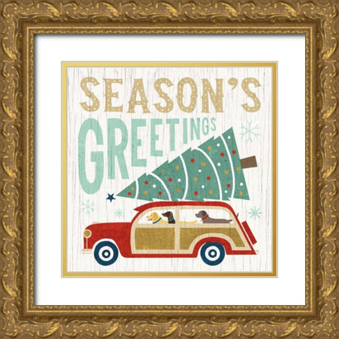 Holiday on Wheels II Gold Ornate Wood Framed Art Print with Double Matting by Mullan, Michael