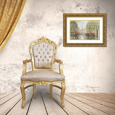 Impression of Paris Gold Ornate Wood Framed Art Print with Double Matting by Sullivan, Myles