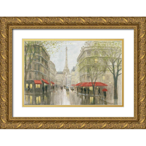 Impression of Paris Gold Ornate Wood Framed Art Print with Double Matting by Sullivan, Myles