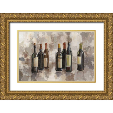 Vino Marsala no Words Gray Gold Ornate Wood Framed Art Print with Double Matting by Vassileva, Silvia