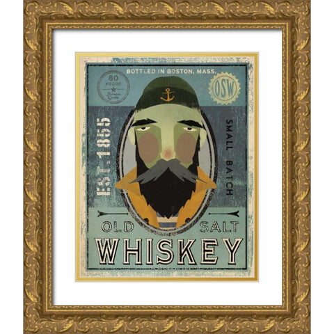 Fisherman V Old Salt Whiskey Gold Ornate Wood Framed Art Print with Double Matting by Fowler, Ryan
