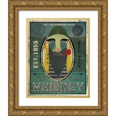 Fisherman VII Old Salt Whiskey Gold Ornate Wood Framed Art Print with Double Matting by Fowler, Ryan