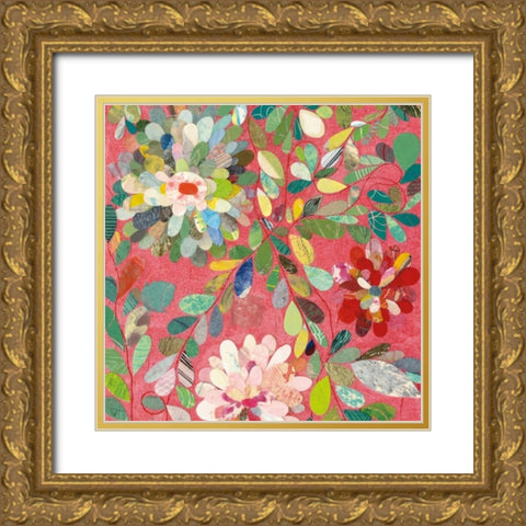 Red and Pink Dahlia III Gold Ornate Wood Framed Art Print with Double Matting by Boggs, Candra