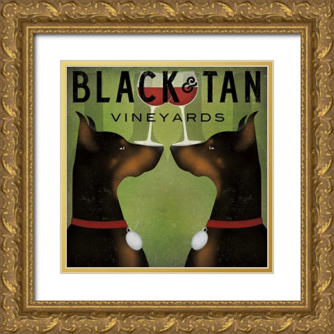 Double Doberman Vineyards Gold Ornate Wood Framed Art Print with Double Matting by Fowler, Ryan
