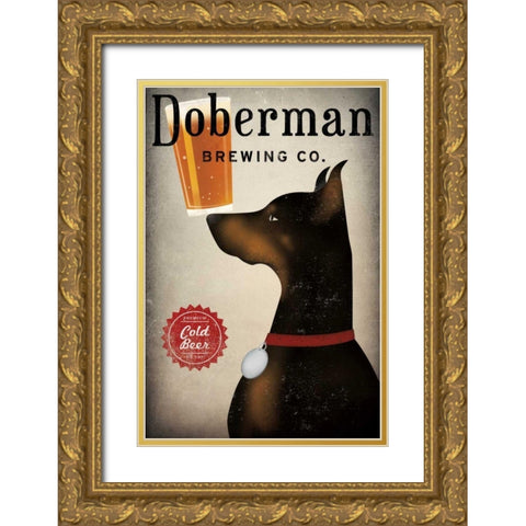 Doberman Brewing Company Gold Ornate Wood Framed Art Print with Double Matting by Fowler, Ryan