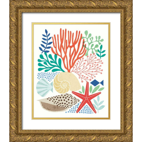 Under Sea Treasures VI Gold Ornate Wood Framed Art Print with Double Matting by Mullan, Michael