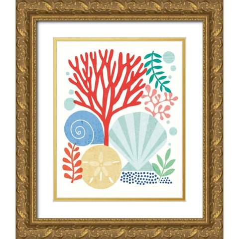 Under Sea Treasures V Gold Ornate Wood Framed Art Print with Double Matting by Mullan, Michael
