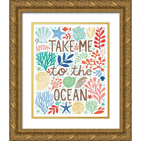 Under Sea Treasures IV Gold Ornate Wood Framed Art Print with Double Matting by Mullan, Michael
