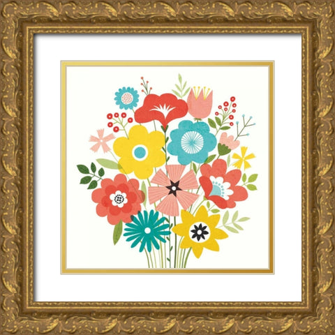 Seaside Bouquet IV Gold Ornate Wood Framed Art Print with Double Matting by Mullan, Michael