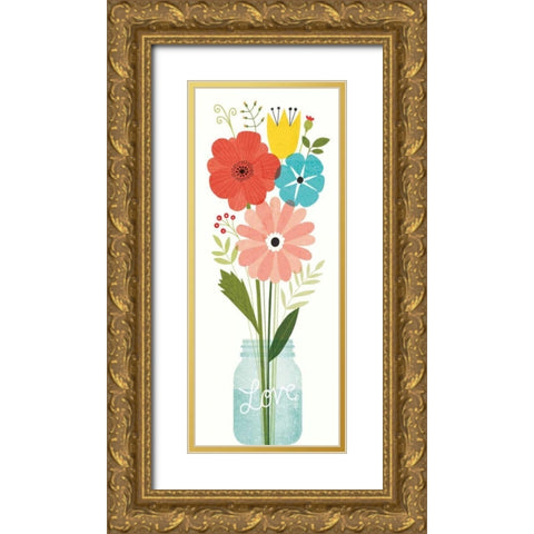 Seaside Bouquet VI Mason Jar Gold Ornate Wood Framed Art Print with Double Matting by Mullan, Michael