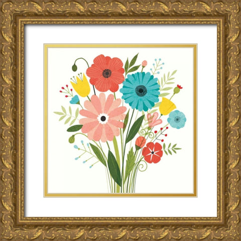Seaside Bouquet II Gold Ornate Wood Framed Art Print with Double Matting by Mullan, Michael